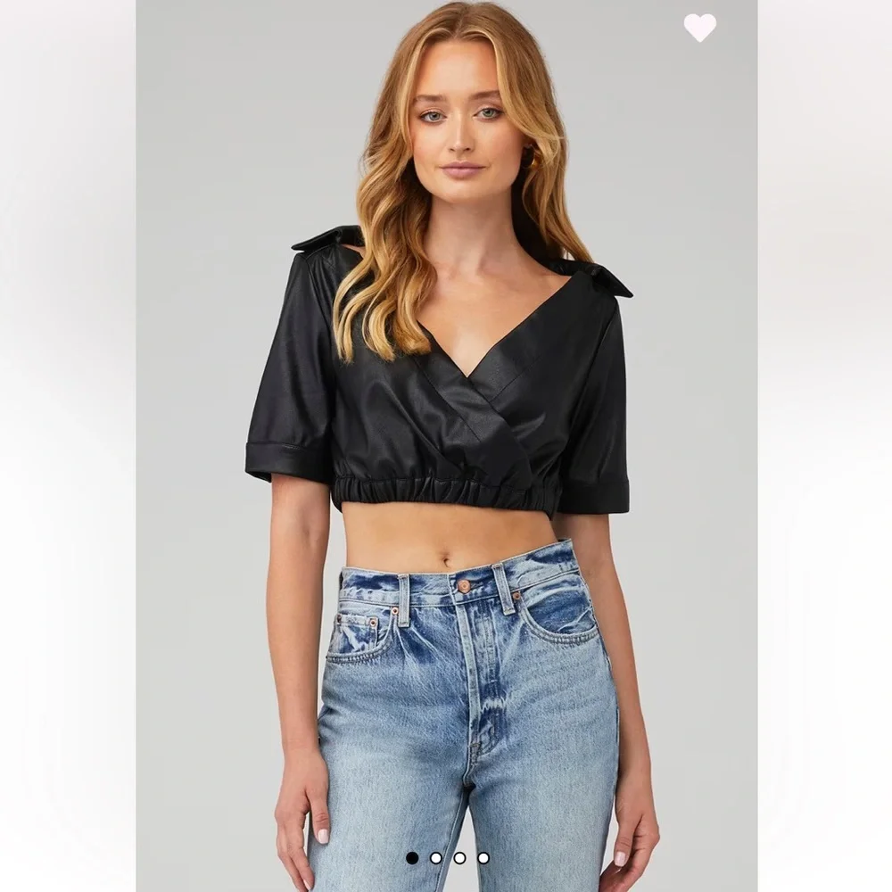 NONchalant Black Faux Leather KATE TOP- NWOT - Picture 7 of 7